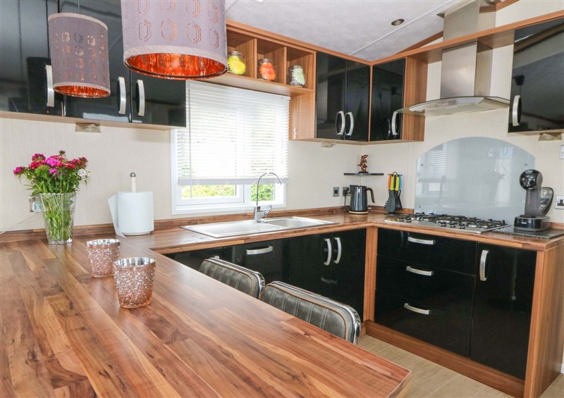 This is the kitchen at Ty Seren, New Quay