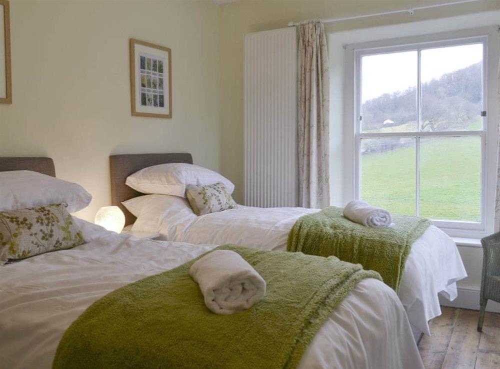 Good-sized twin bedroom at Tyllwyd Farmhouse in Capel Bangor, near Aberystwyth, Dyfed