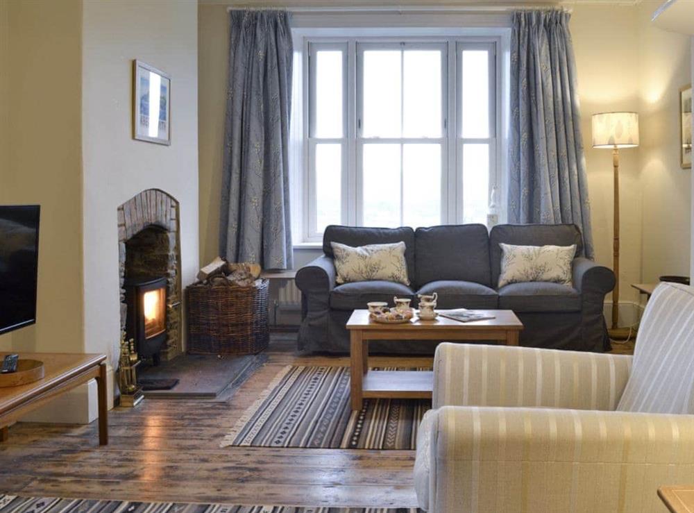 Spacious living room at Tyllwyd Farmhouse in Capel Bangor, near Aberystwyth, Dyfed