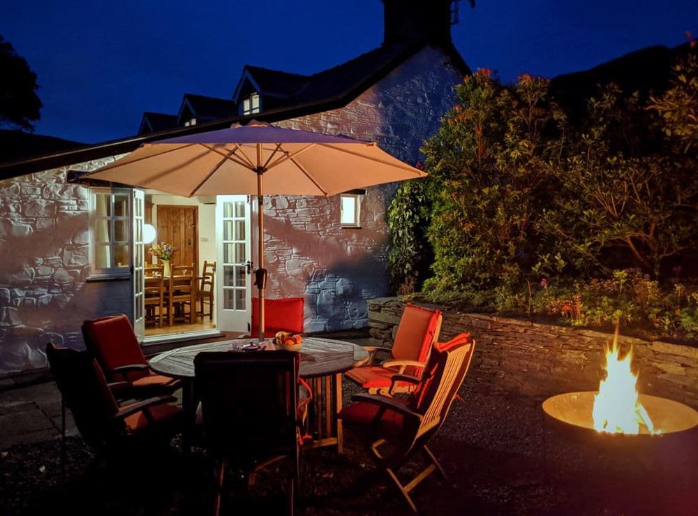Wonderful patio area ideal for evening entertaining at Tyn Y Ffordd in Machynlleth, Gwynedd