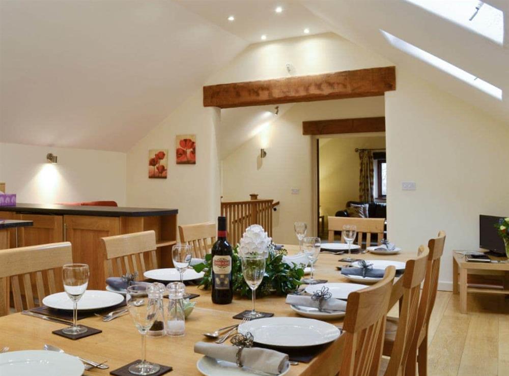 Stylish dining area at Tythe Barn in Grindleford, Derbyshire., South Yorkshire