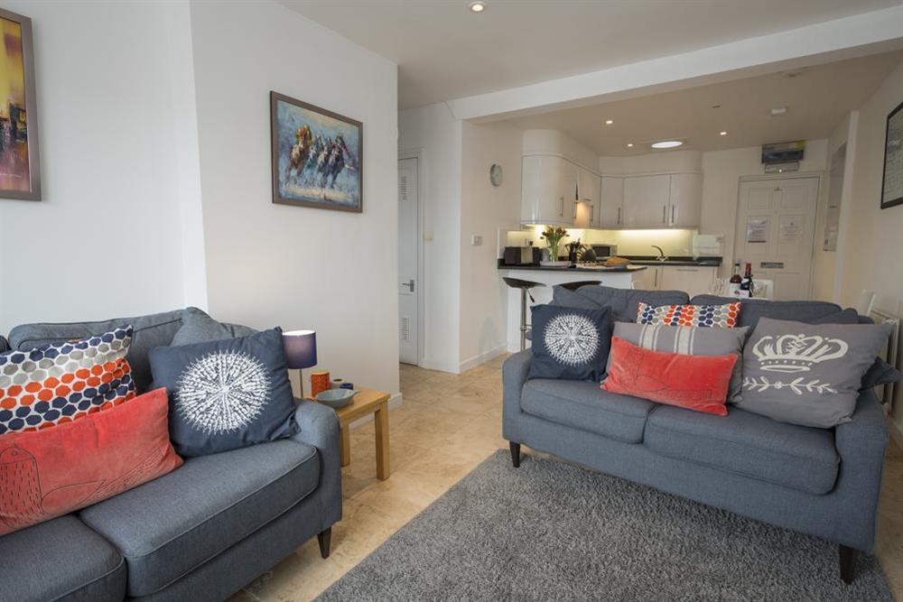 Lounge with glimpse of the estuary at Upper Fernlea in , Salcombe