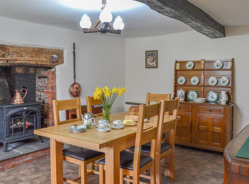 Cosy kitchen/diner with traditional furniture at Upper Ffinnant in Soar, near Brecon, Powys, Wales