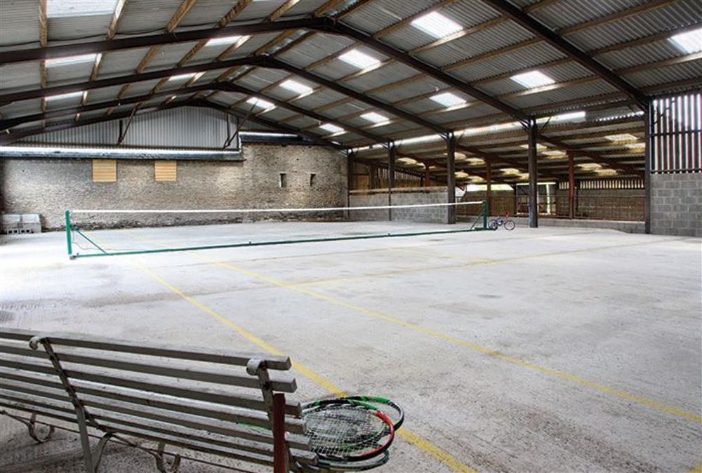Indoor games area, marked for tennis at Upper Mowley, Titley