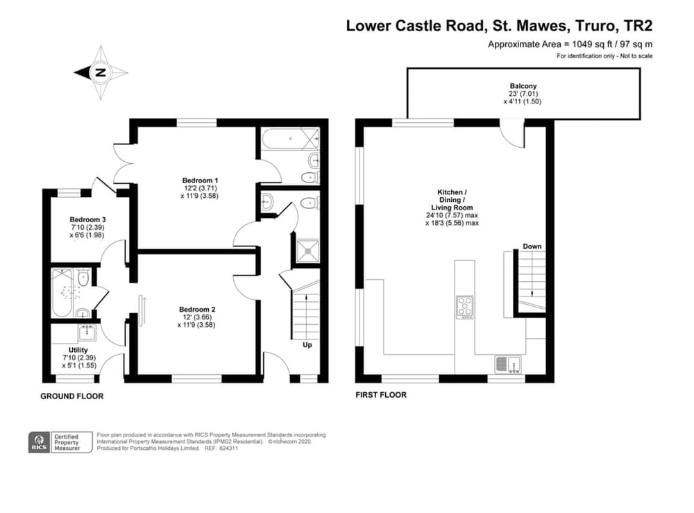 Floor plan at Upper Warren in St Mawes, Cornwall