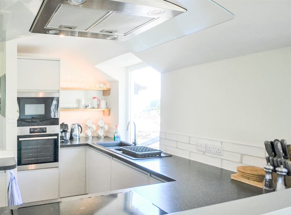 Kitchen area at Upper Warren in St Mawes, Cornwall