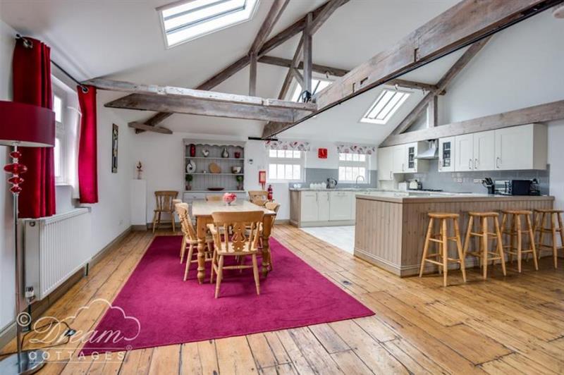 The kitchen and dining area at Upsidedown House, Weymouth, Dorset