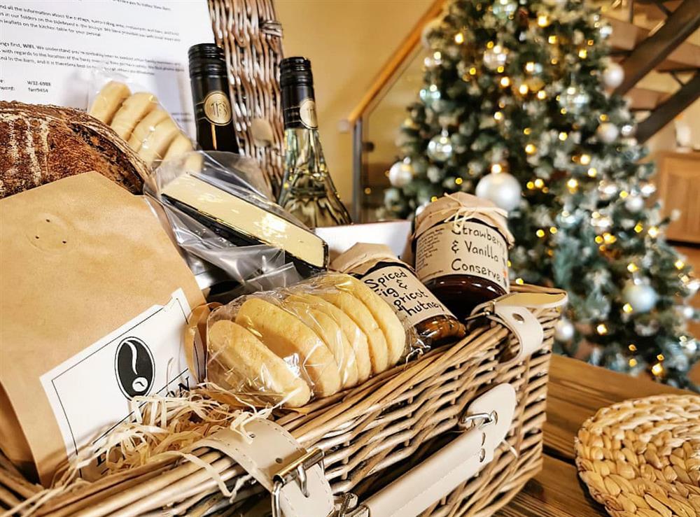 Christmas hamper supplied over the festive period at Valley View Barn in Bradbourne, near Ashbourne, Derbyshire
