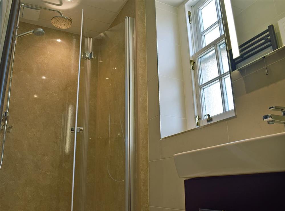 Modern shower room at Vanehouse Apartment in Osmotherley, near Northallerton, Yorkshire, North Yorkshire