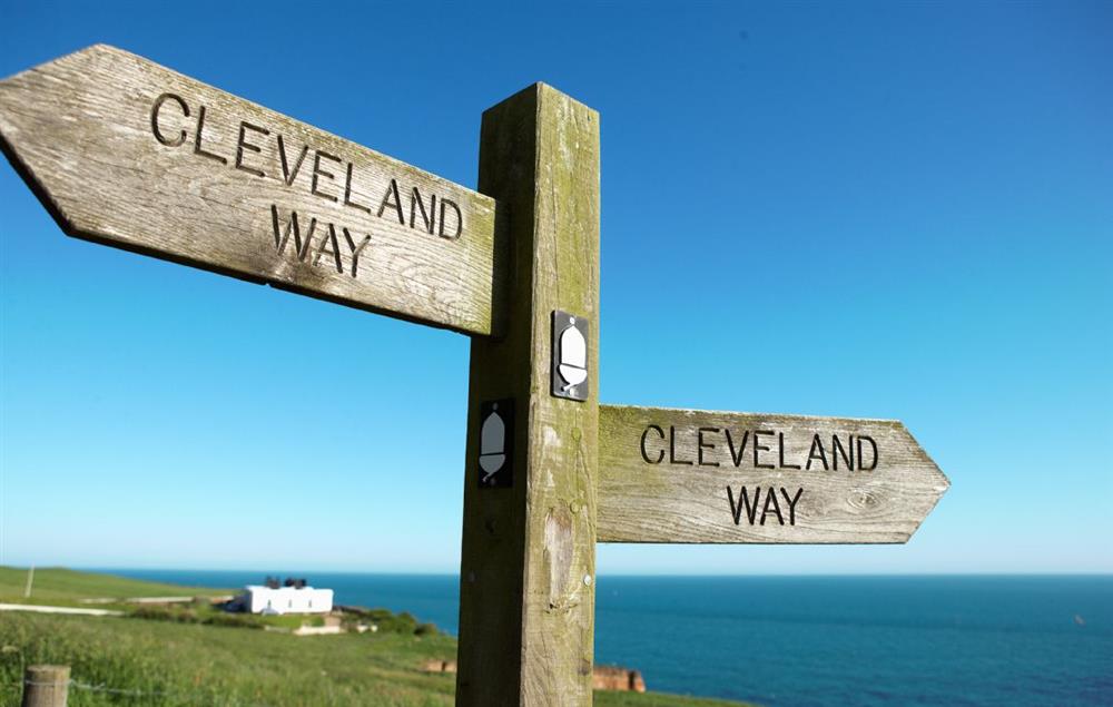 The Cleveland Way runs by the cottages at Vanguard, Whitby Lighthouse