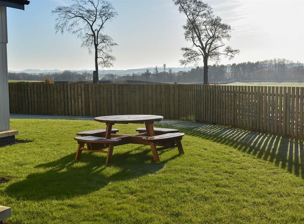 Tranquil sitting-out-area at Veleta in Linlithgow, near Edinburgh, West Lothian