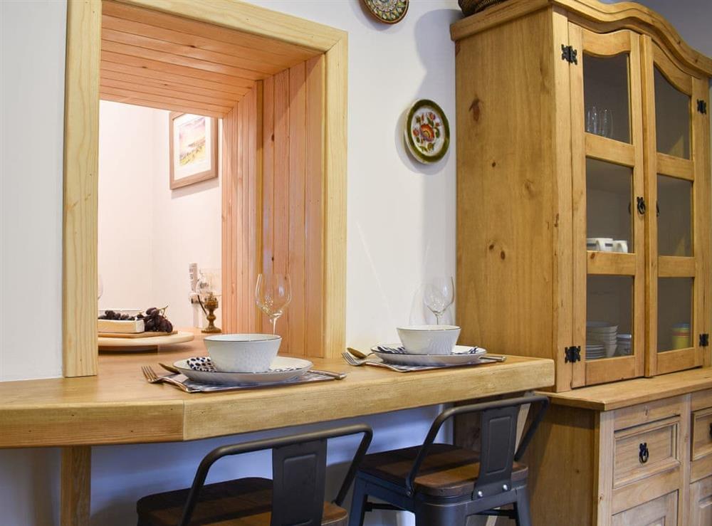 Kitchen with breakfast bar at Viaduct View in Cullen, near Buckie, Highlands, Banffshire