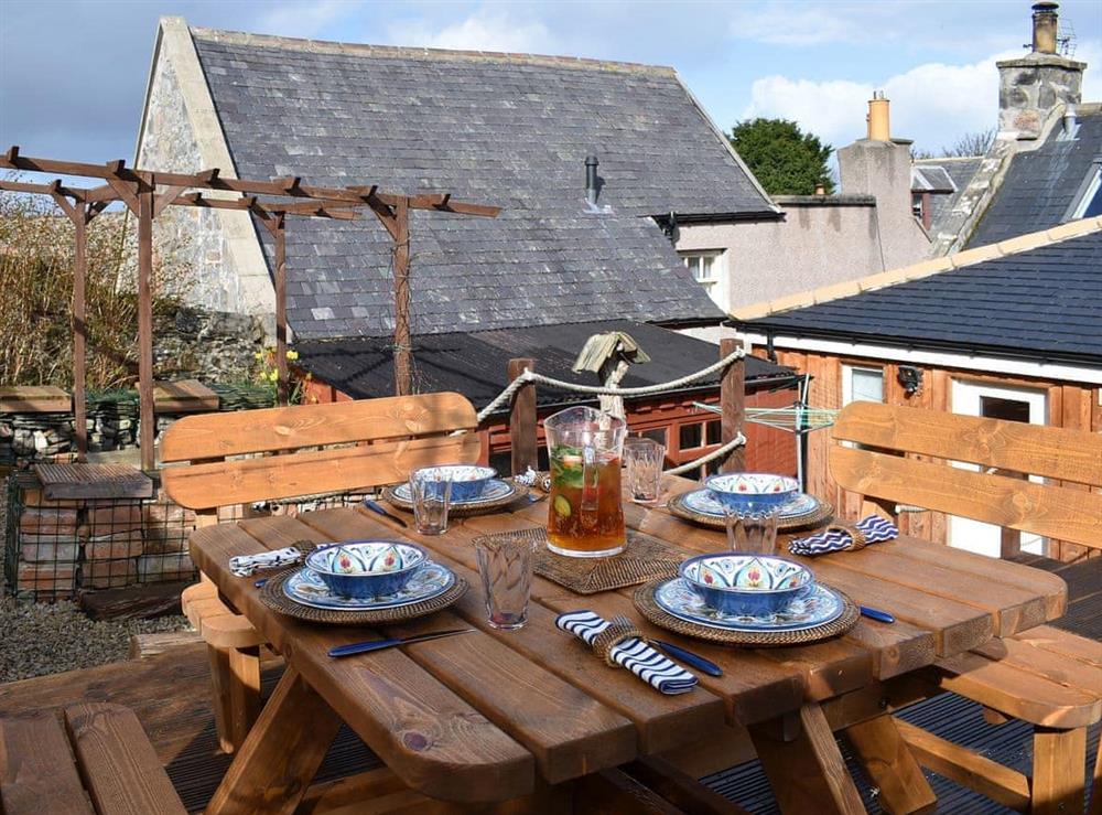 Wonderful outdoor eating area at Viaduct View in Cullen, near Buckie, Highlands, Banffshire
