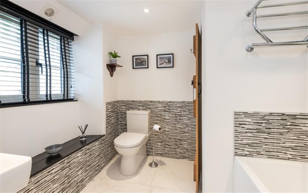 First Floor - Family Bathroom - Bath & Shower (photo 3) at Vicarage Cottage in Branscombe