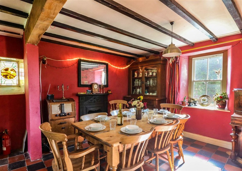The dining area at Victorian Farmhouse, Ty Mawr near Llanybydder