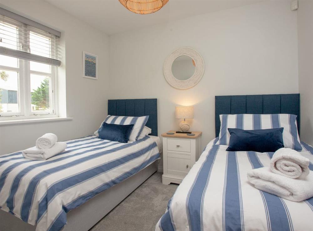 Twin bedroom at View Cottage in Brixham, Devon