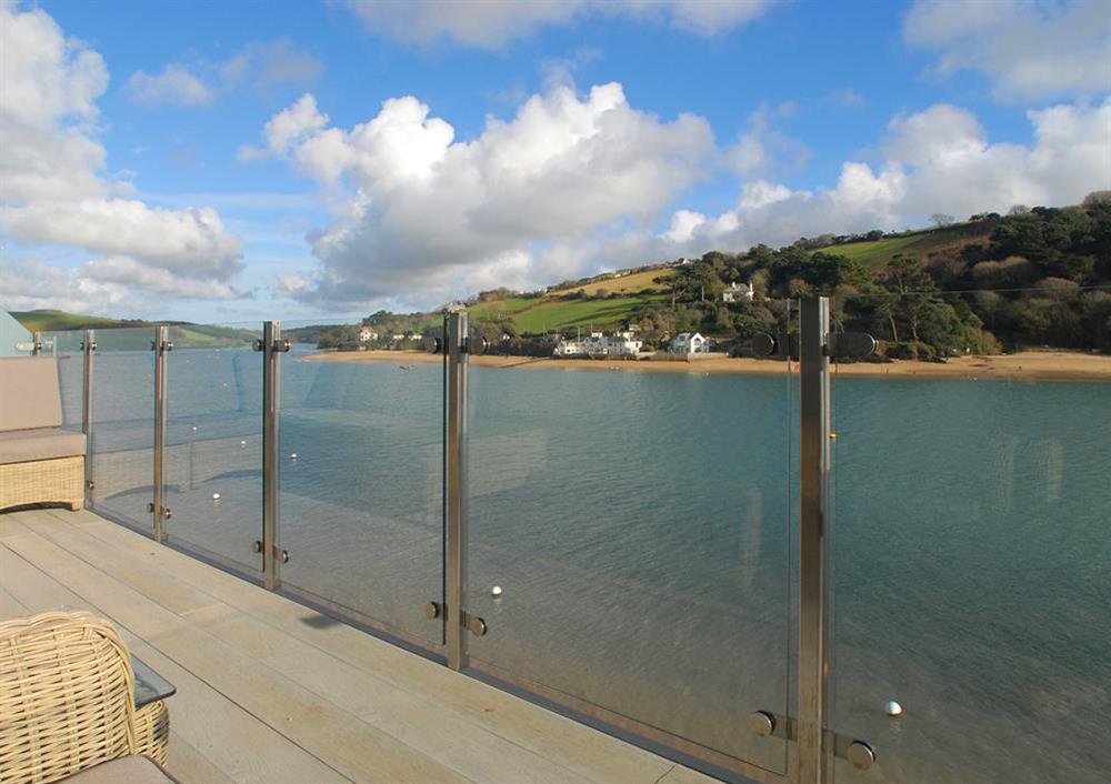 Balcony with panoramic estuary and sea views at Villa 1, Estura in , Salcombe