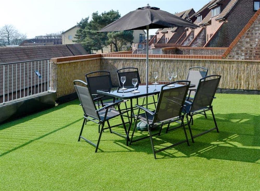 Wonderful, sunny, balcony area at Villa 55 in Cromer, Great Britain