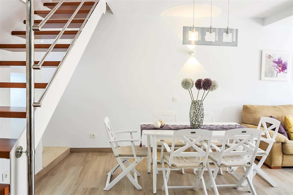 Dining room, staircase at Villa Aurorita, Nerja, Andalucia
