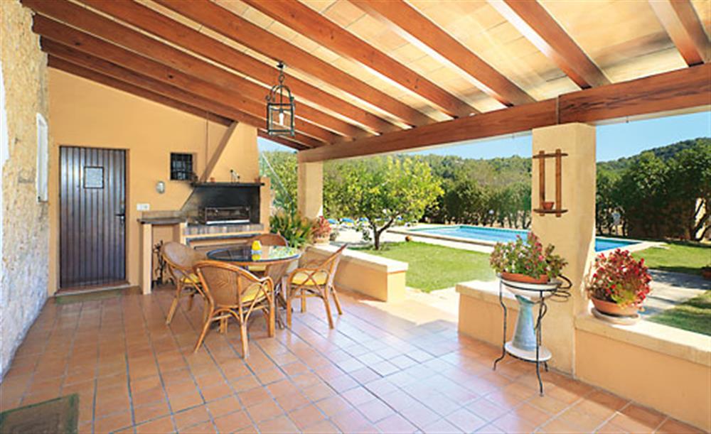 Shaded seating at Villa Can de Lausina, Pollensa Mallorca, Spain