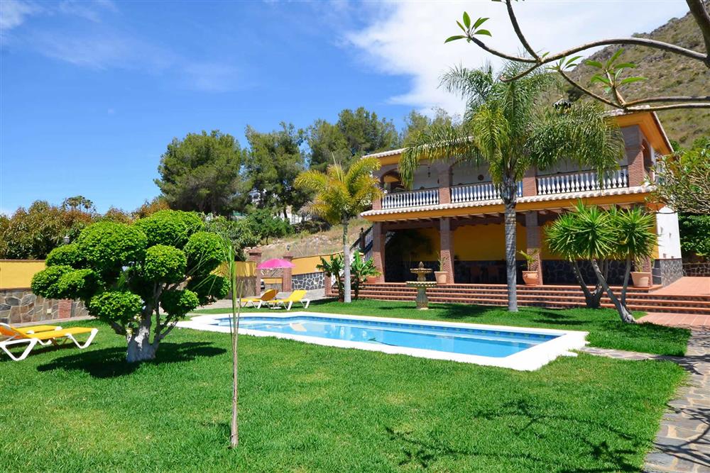 Villa with pool, villa exterior, sunloungers at Villa Casa Dalia, Nerja, Andalucia