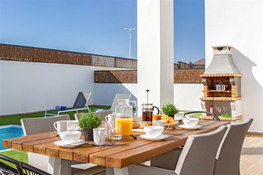 Lunch by the pool at Villa Cindy, Playa Blanca, Lanzarote