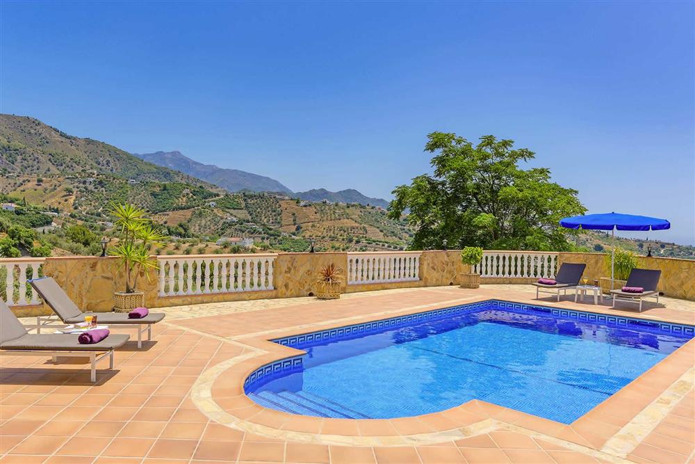 Pool, view at Villa Cortijo Herrero, Frigiliana, Andalucia