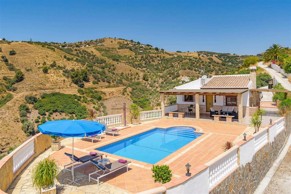 Pool, villa exterior at Villa Cortijo Herrero, Frigiliana, Andalucia