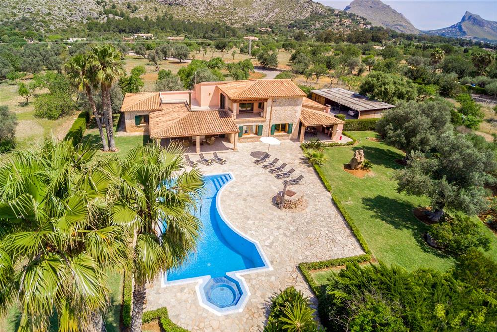 Aerial view, villa with pool, rural (photo 2) at Villa Les Oliveres, Puerto Pollensa, Mallorca