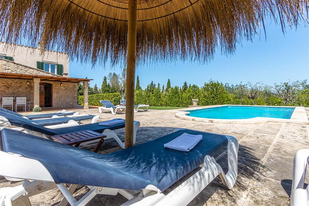 Sunloungers, villa with pool at Villa Marina Alto, Pollensa, Mallorca