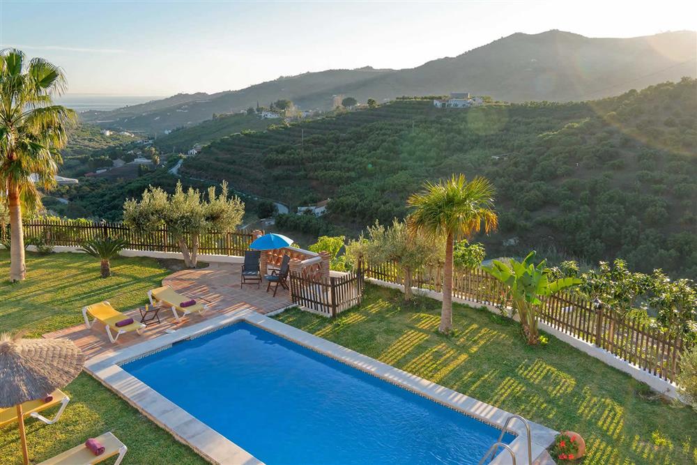 Pool, view at Villa Paraiso, Frigiliana, Andalucia