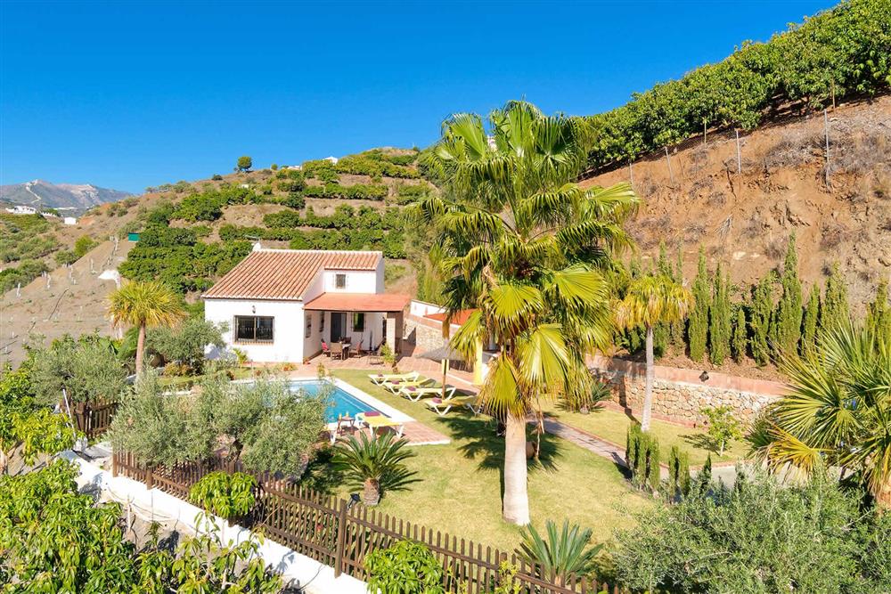 Villa with pool, aerial view at Villa Paraiso, Frigiliana, Andalucia