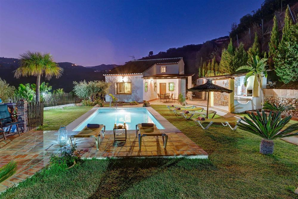 Villa with pool, night shot at Villa Paraiso, Frigiliana, Andalucia