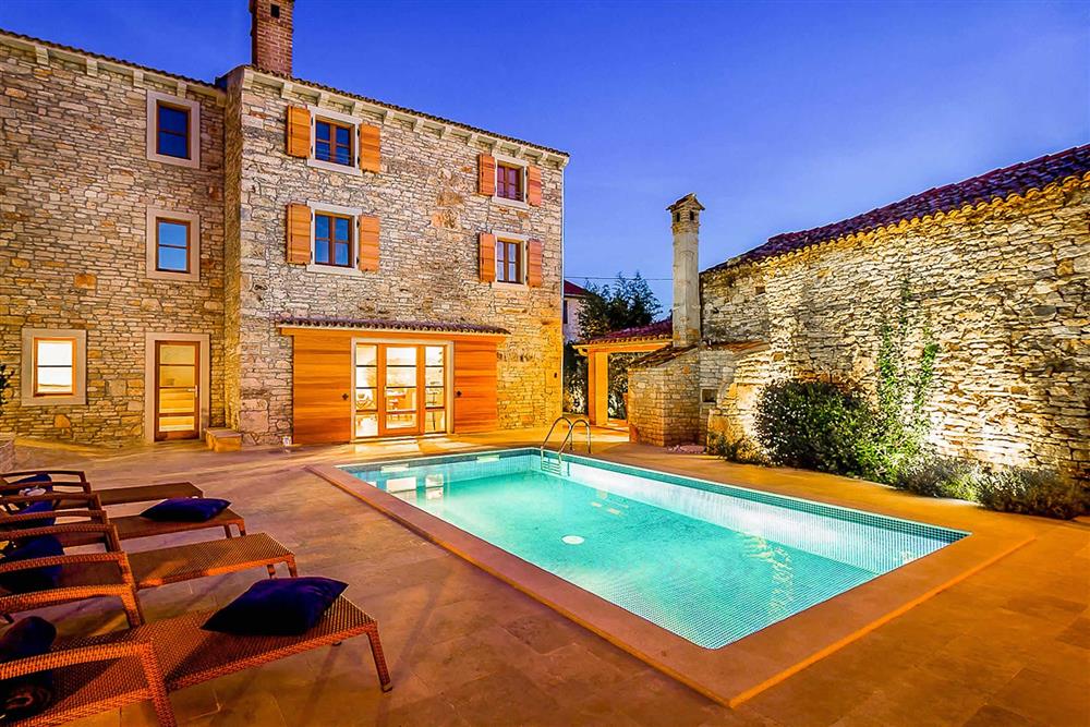 Pool, villa exterior at Villa Perla, Pula, Istria