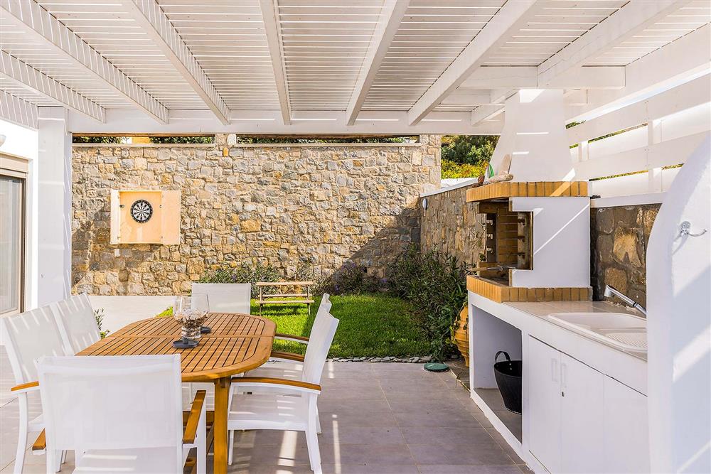 Alfresco dining, covered terrace at Villa Sea La Vie, Kiotari, Rhodes