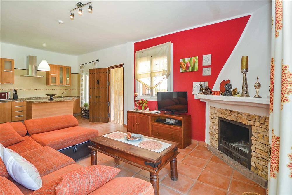 Lounge, kitchen, open plan at Villa Tinao, Frigiliana, Andalucia