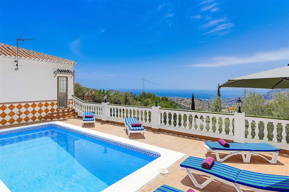 Pool, villa exterior, villa with pool at Villa Vista Azul, Frigiliana, Andalucia