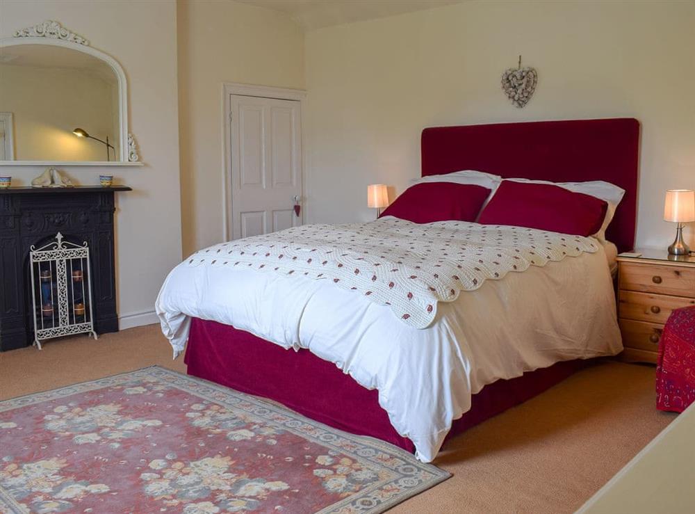 Comfortable double bedroom at Vinca Cottage in Burniston, near Scarborough, North Yorkshire