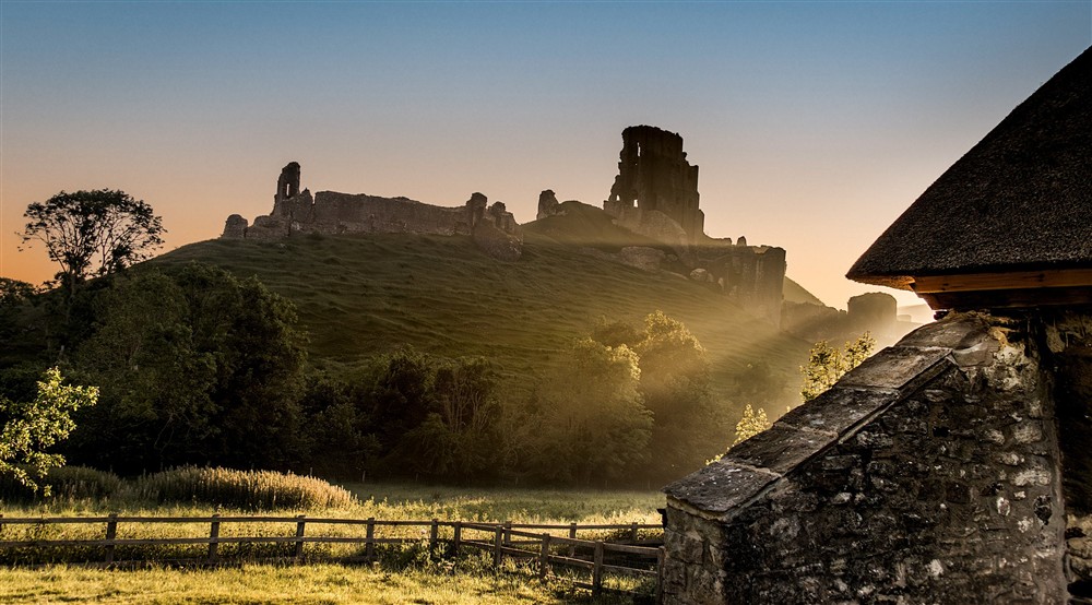 The view of Corfe Castle, from Vineyard Farm Cottage, Dorset at Vineyard Farm Cottage in Wareham, Dorset