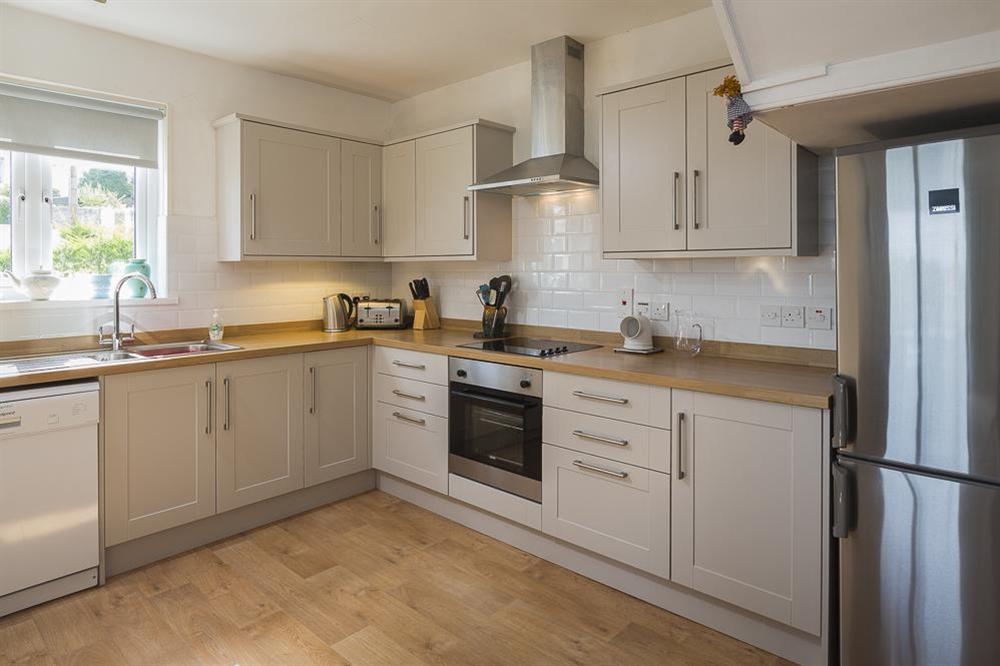 Modern, well equipped kitchen at Waders in Bonaventure Road, Salcombe