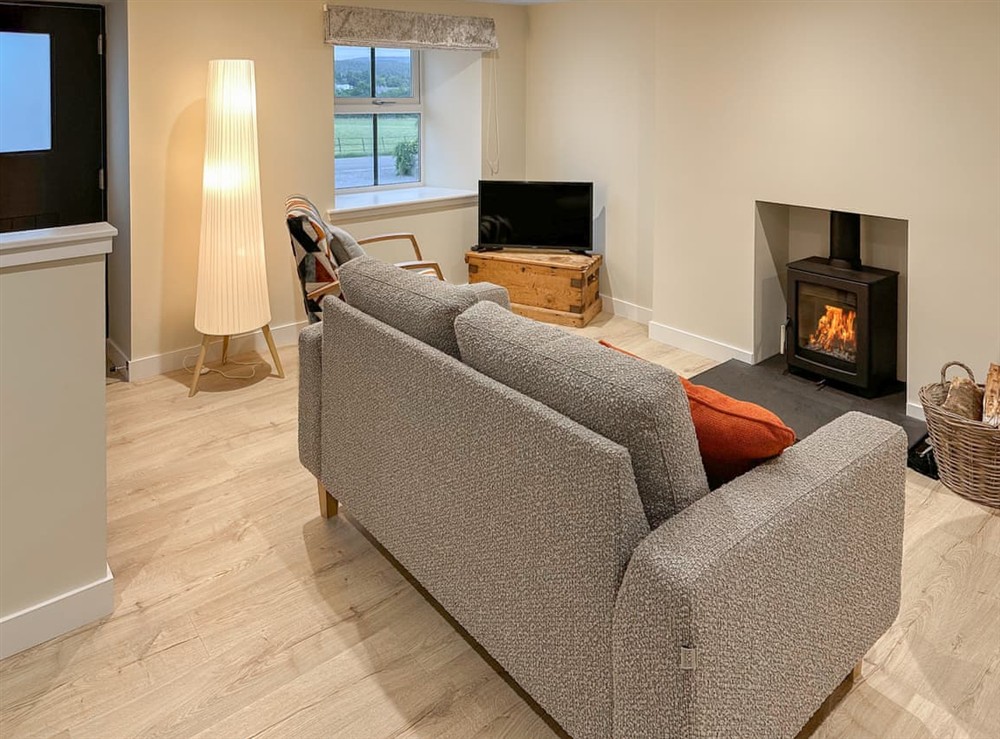 Open plan living space at Wagglehead Cottage in Aboyne, Aberdeenshire