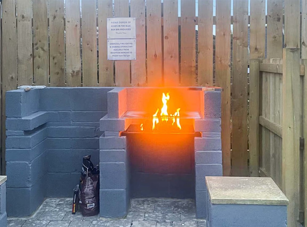 Outdoor eating area at Wagtail Cottage in Rowley, near Consett, Durham