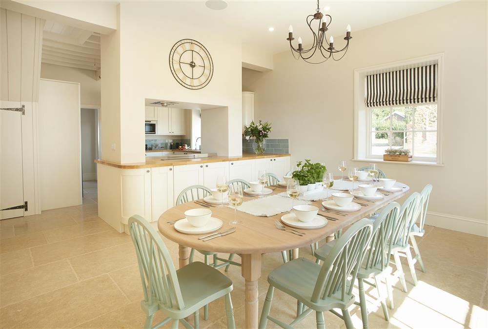 High-ceilinged and light filled dining area at Walesby House, Walesby