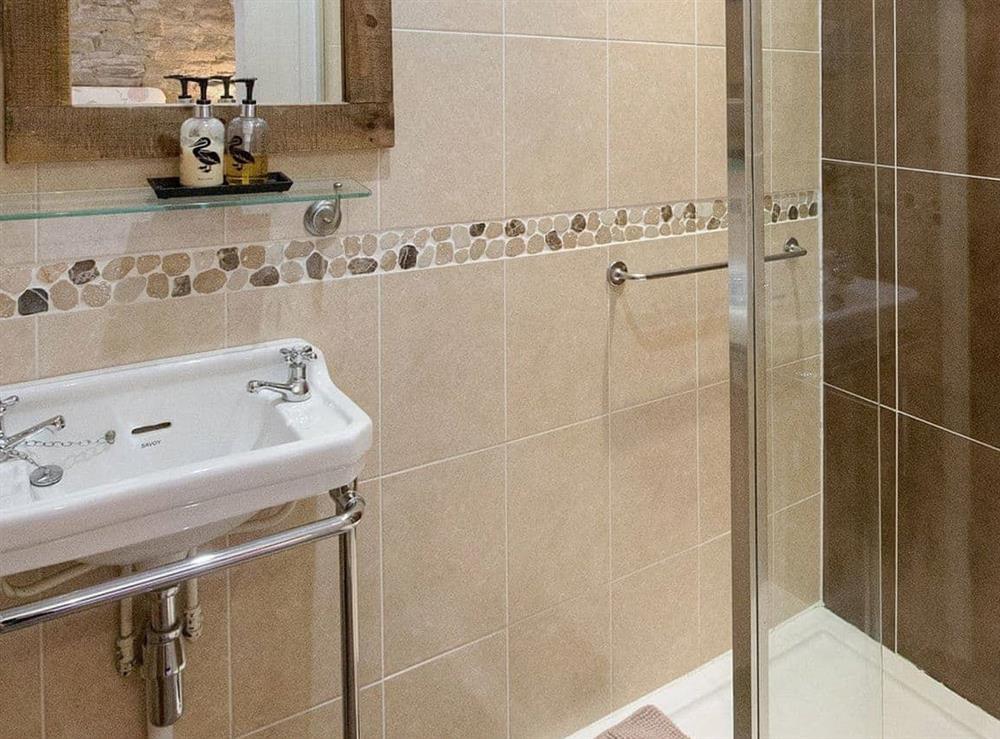 En-suite shower room to double bedroom at Walkmill Lodge in Norbury, Nr Bishop’s Castle, Shropshire., Great Britain