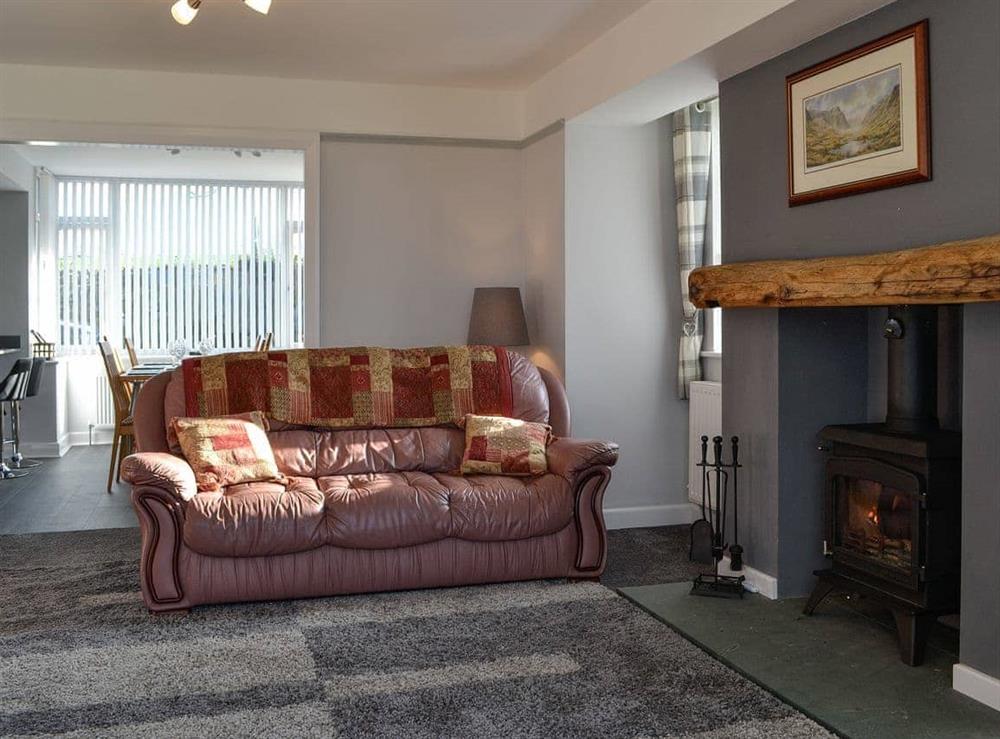 Living room with wood burner at Walla Yat in Castlerigg, near Keswick, Cumbria