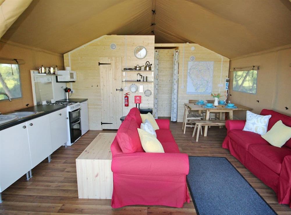 Well presented open plan living space at Safari Tent, 