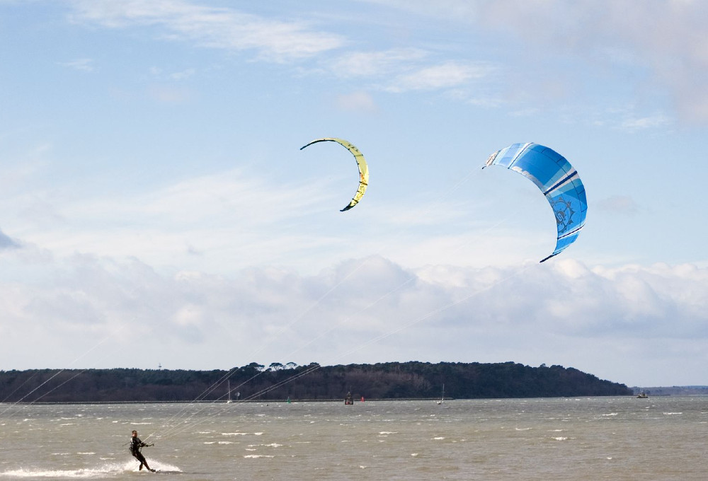 Kite Surfing in Poole Harbour at Wareham Forest Lodge Retreat in Holton Heath, Dorset