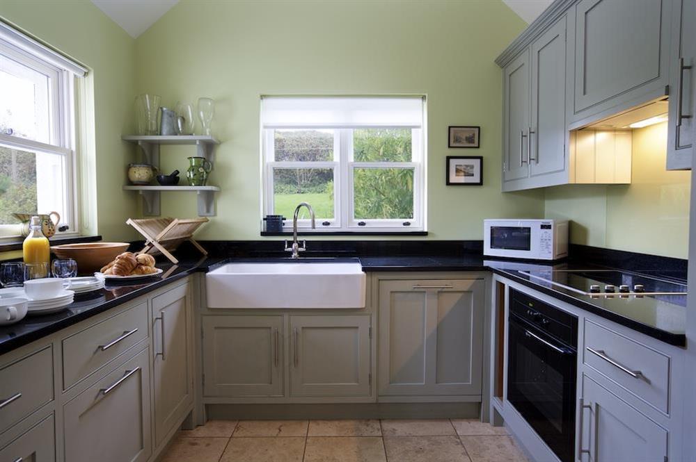 Stylish presented and very well equipped kitchen at Warren Cottage in Little Dartmouth Farm, Nr Dartmouth