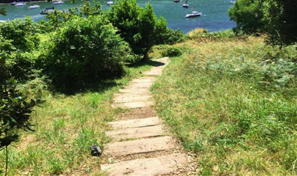 The path from parking space down to the cottage at Warren Point Cottage in Newton Ferrers