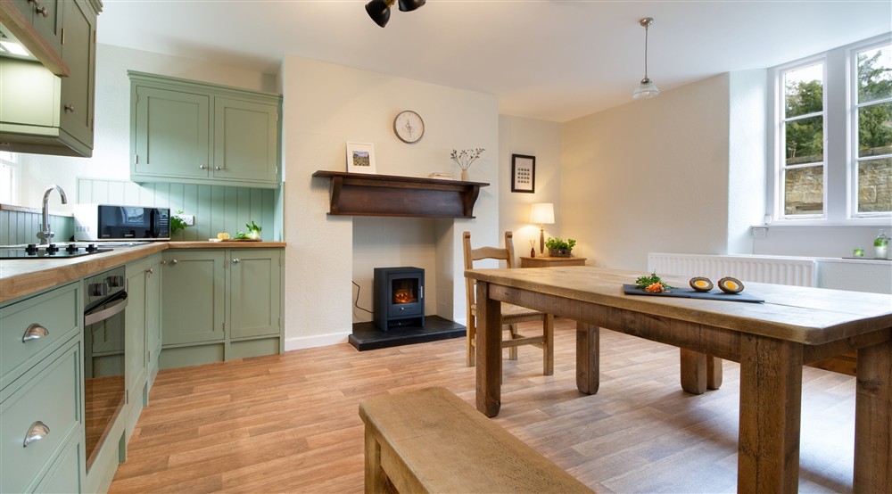 The kitchen and dining room at Wash House Cottage in Morpeth, Northumberland